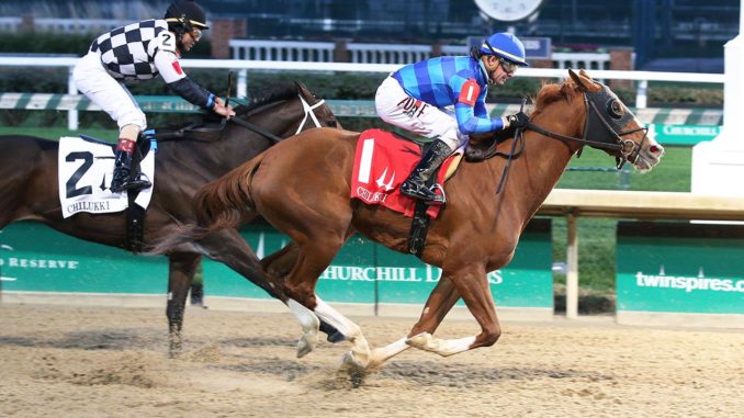 Sally's Curlin wins the Chilukki Stakes