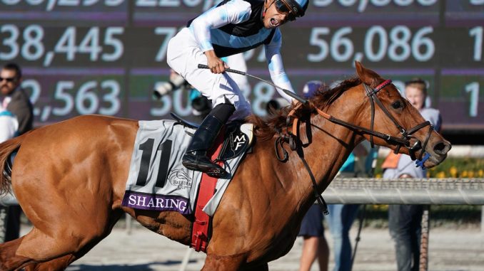 Sharing wins the Breeders' Cup Juvenile Fillies Turf 2019