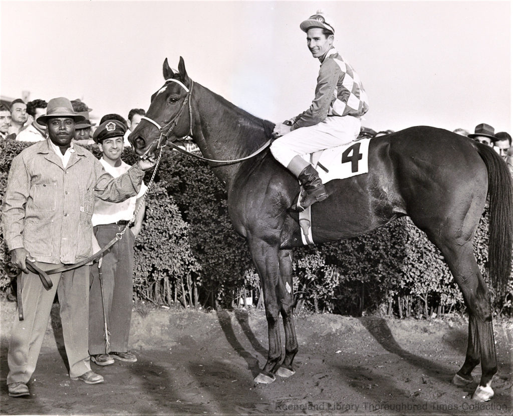 Find and jockey Eric Guerin win the 1953 Grey Lag Handicap