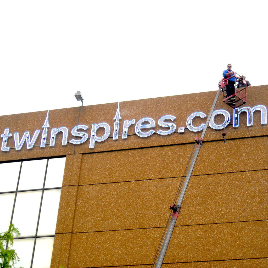 TwinSpires Sign installation at Brisnet offices
