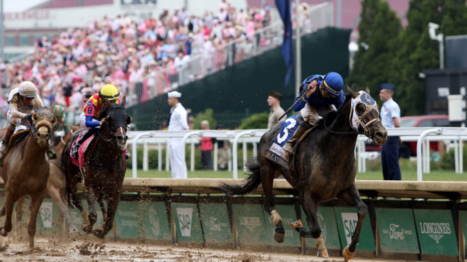 First Mission winning the Alysheba (G2) at Churchill Downs (Photo by Horsephotos.com)